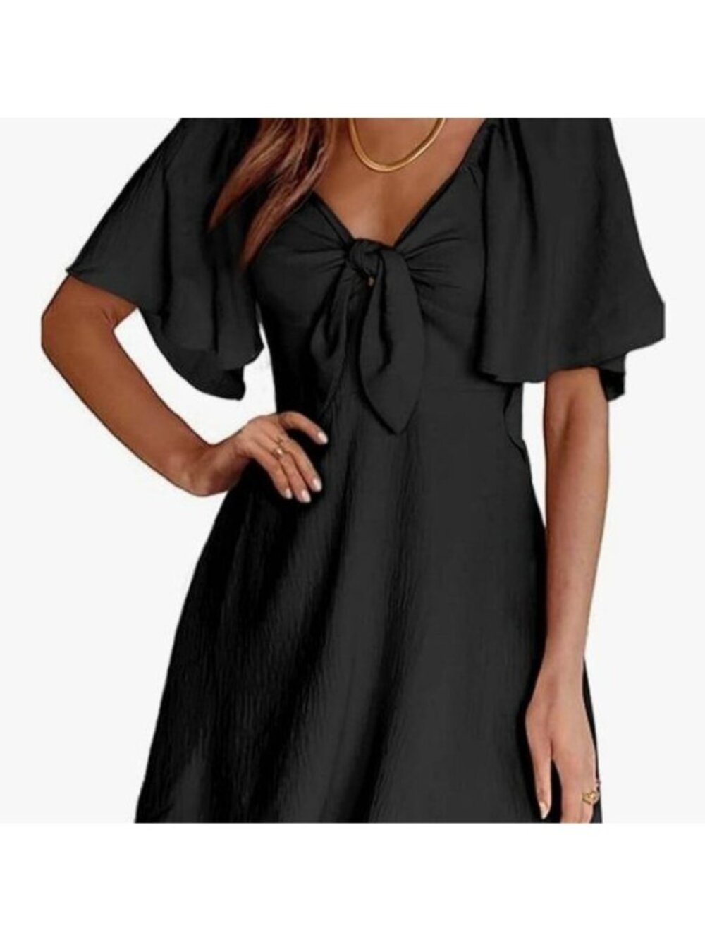 SALE! 2024 Spring Summer Deep V Neck, Elegant Bow tie Mini Cocktail Dress